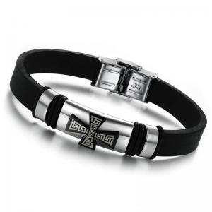 TYB803 Mens Stainless Steel real leather bracelet